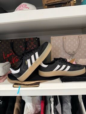 adidas Black and White Samba Sneakers with Gum Sole 8.5